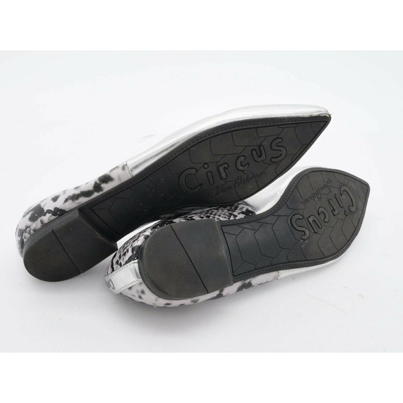 Sam Edelman Flats Womens 6.5 Silver Faux Leather Ellissa Snake Print Pointed Toe - Picture 8 of 8